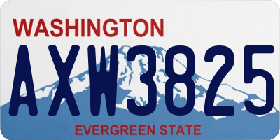 WA license plate AXW3825