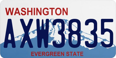 WA license plate AXW3835