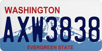WA license plate AXW3838