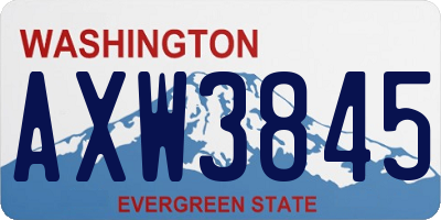 WA license plate AXW3845