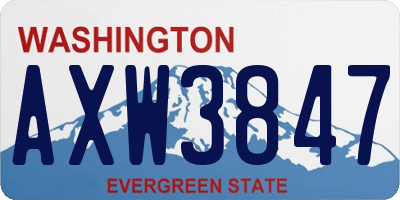 WA license plate AXW3847