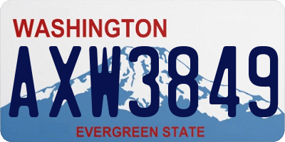 WA license plate AXW3849
