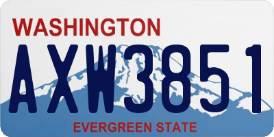WA license plate AXW3851