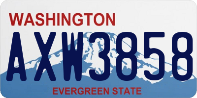WA license plate AXW3858