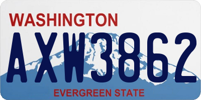 WA license plate AXW3862