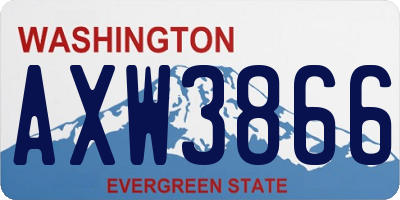 WA license plate AXW3866