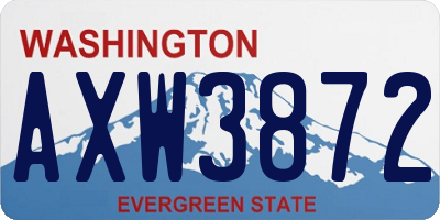 WA license plate AXW3872