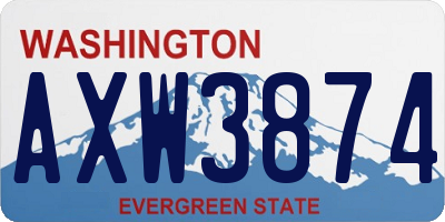 WA license plate AXW3874