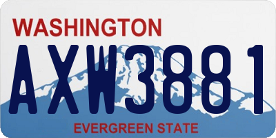WA license plate AXW3881