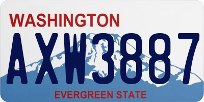 WA license plate AXW3887