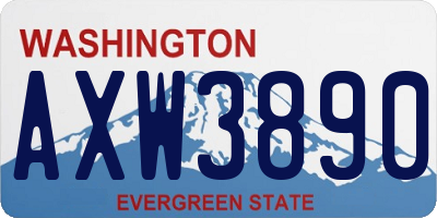 WA license plate AXW3890
