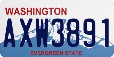 WA license plate AXW3891