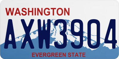WA license plate AXW3904