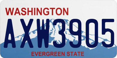 WA license plate AXW3905