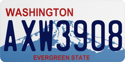 WA license plate AXW3908