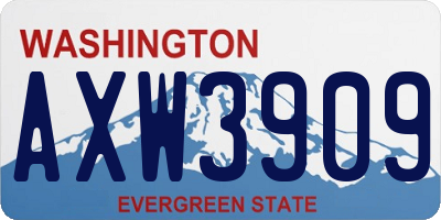 WA license plate AXW3909