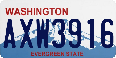 WA license plate AXW3916