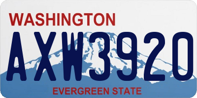 WA license plate AXW3920