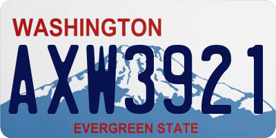 WA license plate AXW3921
