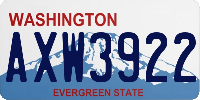 WA license plate AXW3922
