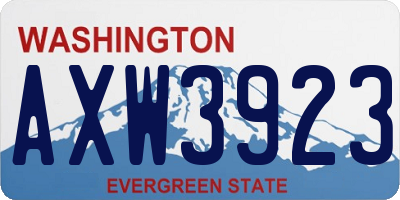 WA license plate AXW3923