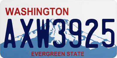WA license plate AXW3925