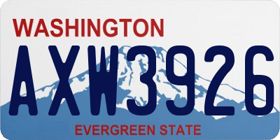 WA license plate AXW3926