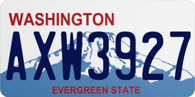 WA license plate AXW3927