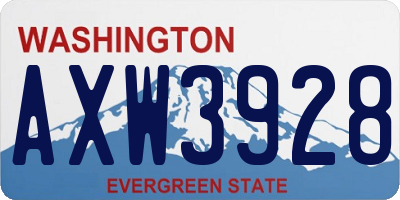 WA license plate AXW3928