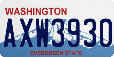WA license plate AXW3930