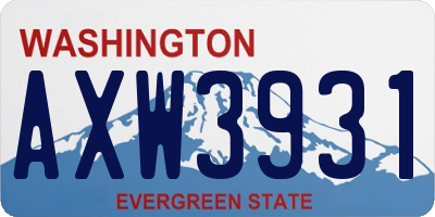WA license plate AXW3931
