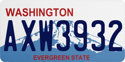 WA license plate AXW3932