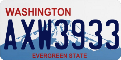 WA license plate AXW3933