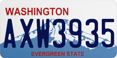 WA license plate AXW3935