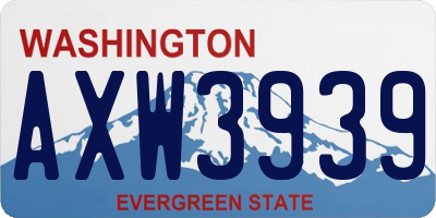 WA license plate AXW3939