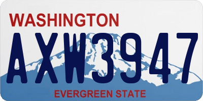 WA license plate AXW3947