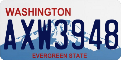 WA license plate AXW3948