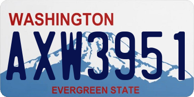 WA license plate AXW3951