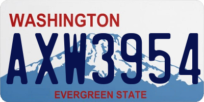 WA license plate AXW3954
