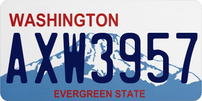 WA license plate AXW3957