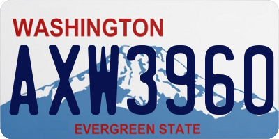 WA license plate AXW3960