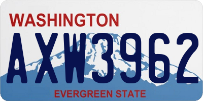 WA license plate AXW3962