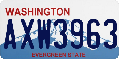 WA license plate AXW3963