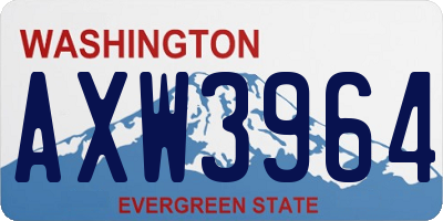 WA license plate AXW3964