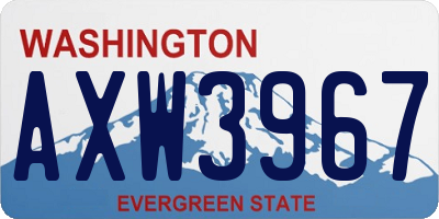 WA license plate AXW3967