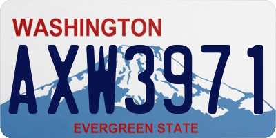 WA license plate AXW3971