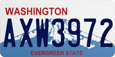 WA license plate AXW3972