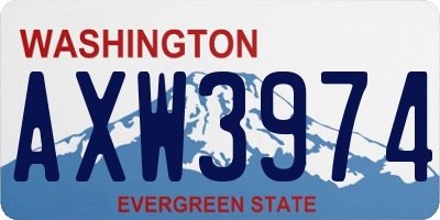 WA license plate AXW3974