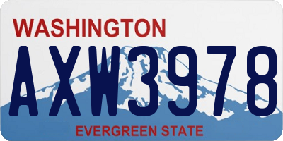 WA license plate AXW3978
