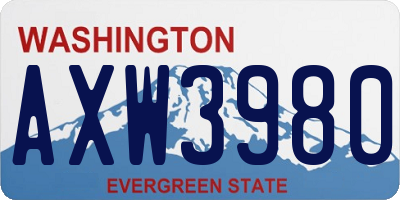 WA license plate AXW3980